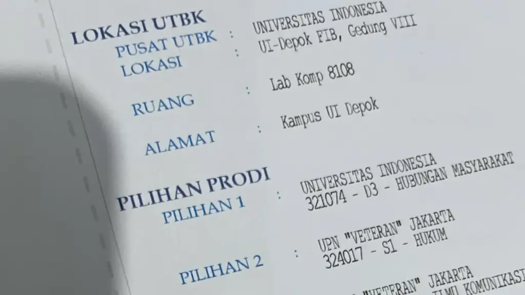 Kartu Peserta UTBK