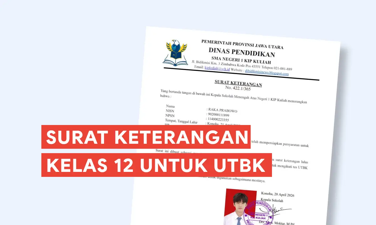 Surat Keterangan Kelas 12 untuk UTBK (1)