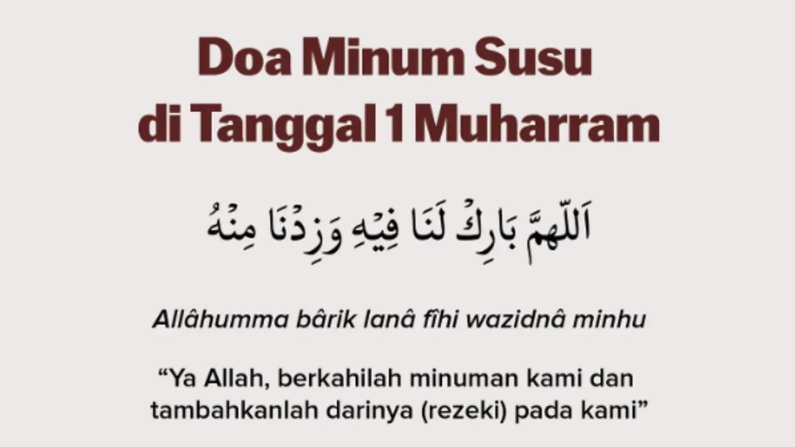 Bacaan Doa Minum Susu 1 Muharram