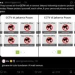 Massa BEM UI Gelar Aksi Menuju Indonesia Bangkrut, CCTV Bundaran HI Tiba-Tiba Mati