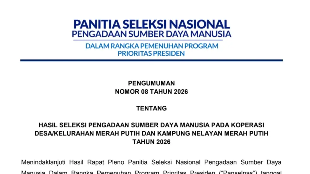 Cek Link Pengumuman Manajer KDMP Akhir
