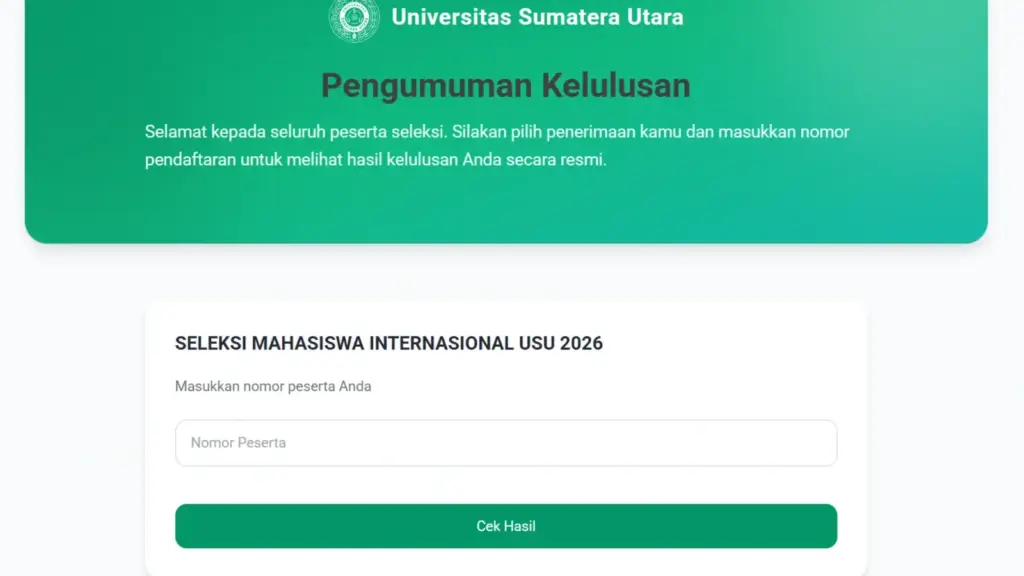 Cek Pengumuman Hasil Seleksi Mandiri USU 2026