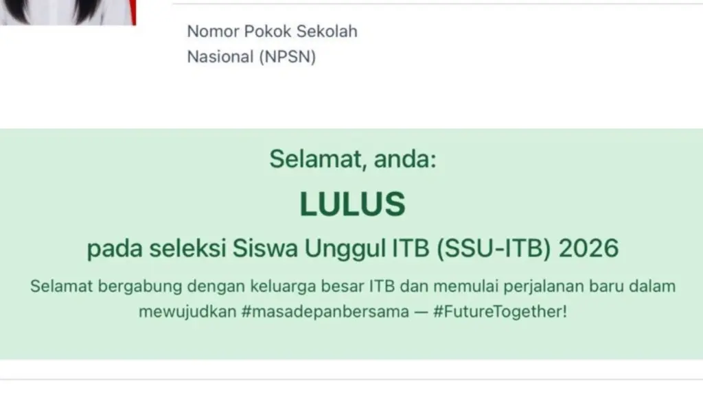 Cek Penguuman Hasil SSU ITB 2026