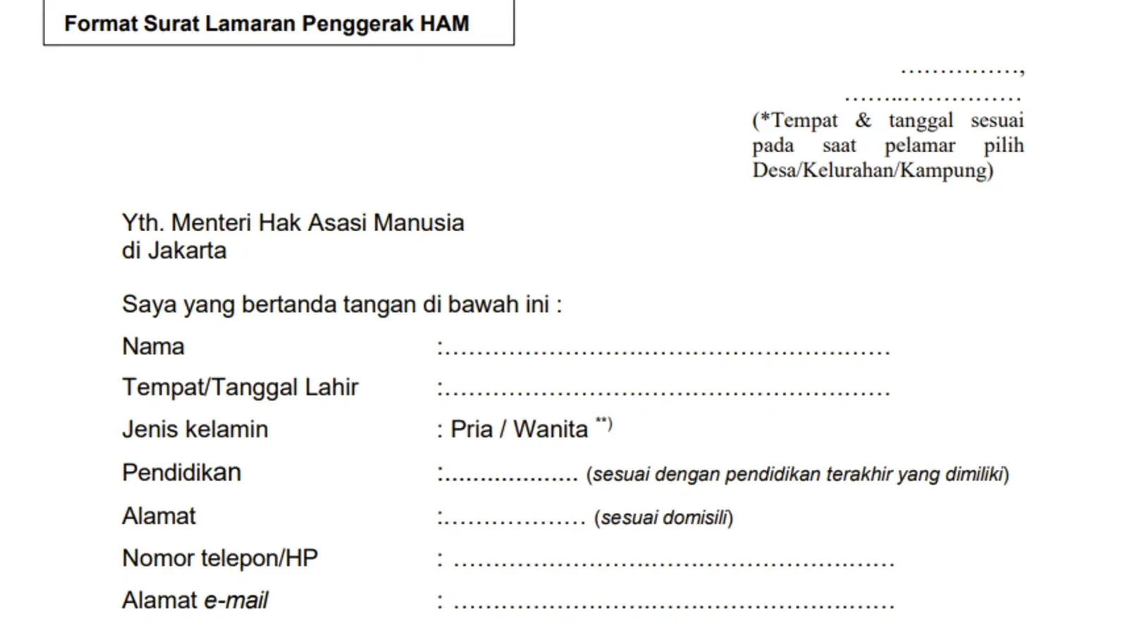 Download Format Surat Lamaran Calon Penggerak HAM 2026