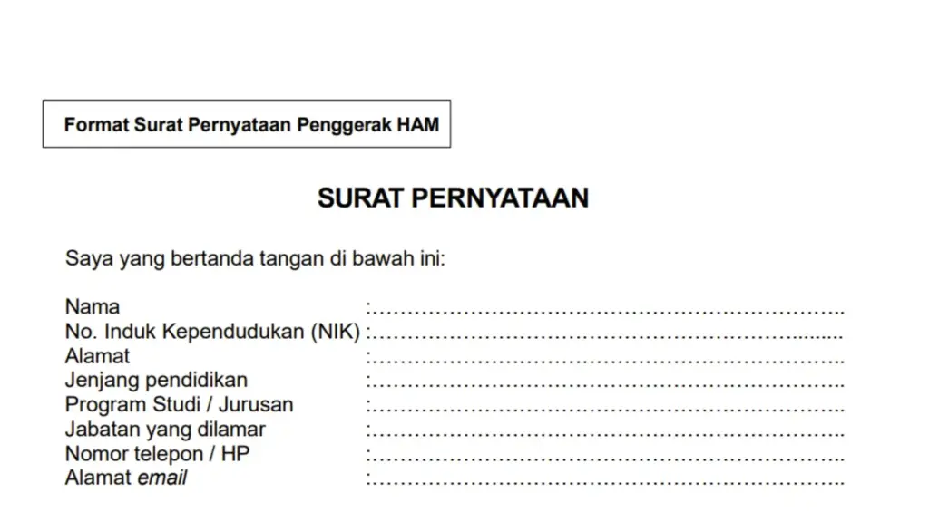 Download Format Surat Pernyataan Calon Penggerak HAM 2026