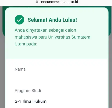Hasil Seleksi Mandiri USU 2026 Tahap 1