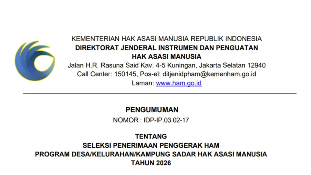 Rekrutmen Penggerak HAM 2026
