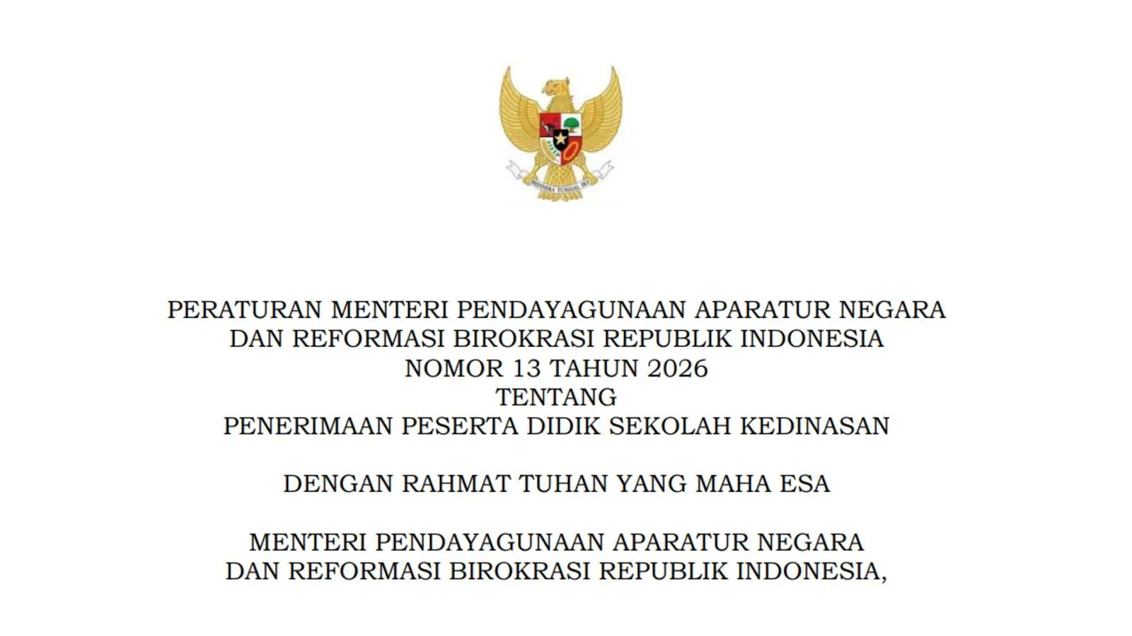 PermenPANRB No 13 Tahun 2026